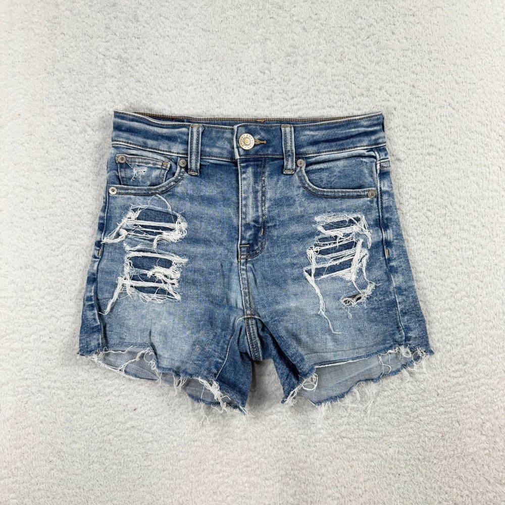 American Eagle Shorts Womens 0 (W25) Blue High Rise Shortie Next Level Stretch